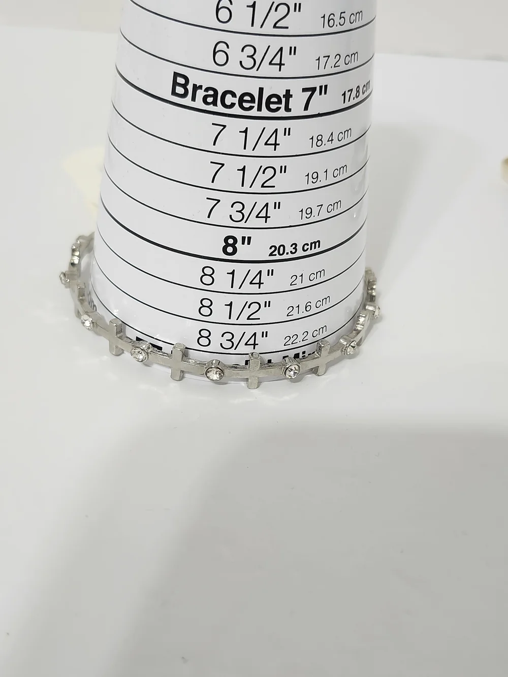 Silver Tone Cross and Rhinestone Bangle Bracelet Set 7 Pieces Large Casual Work
